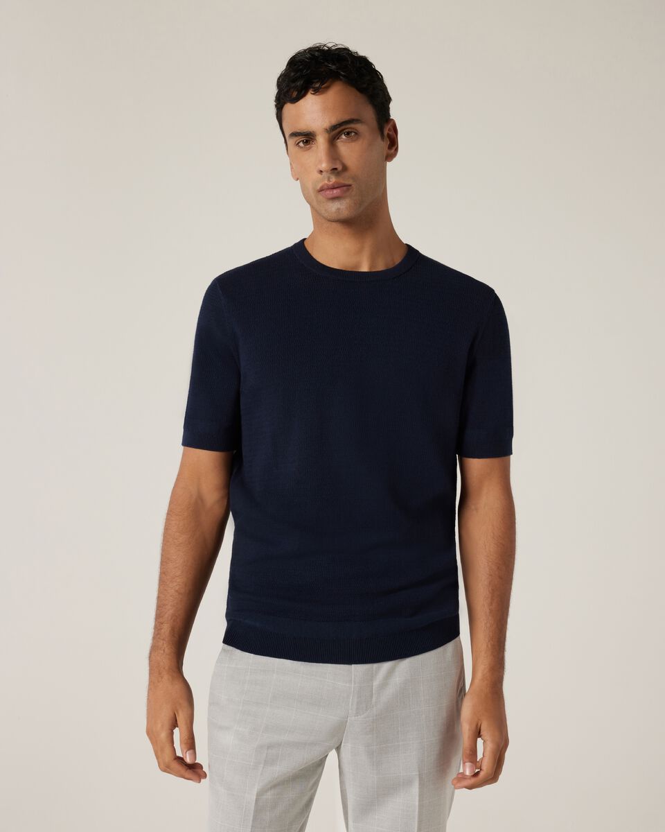 Crew Short Sleeve Knit, Navy, hi-res